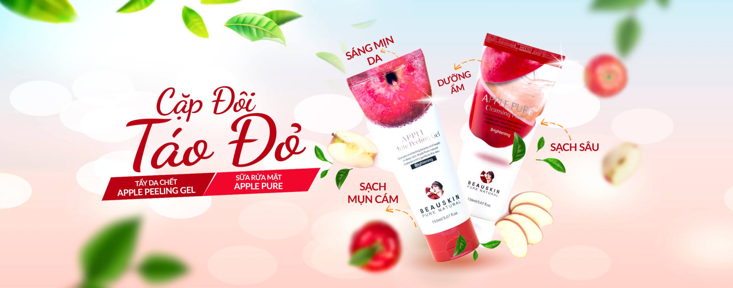 cặp đôi táo đỏ sáng da sạch mụn beauskin